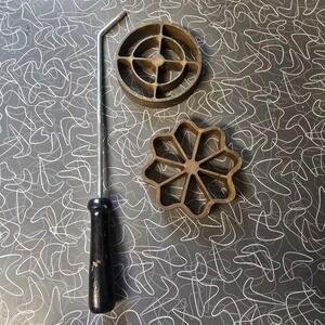 Unbranded Rosette Iron Cookie Mold Set of 2 Silver‎ Vintage Baking